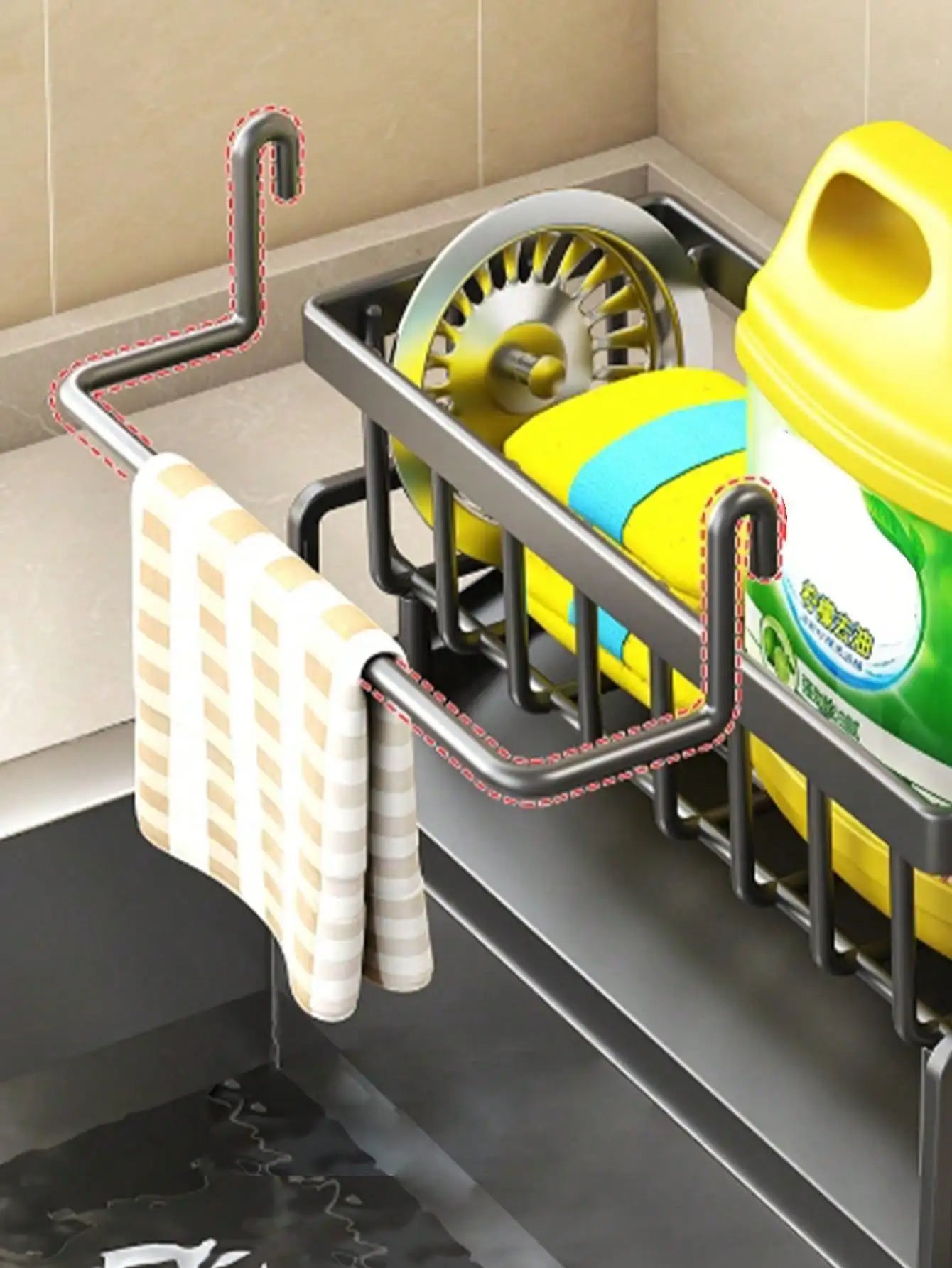 Multifunctional Sink Drain Rack, Sponge Holder, Kitchen Utensil Drainer, Spherical Metal Sink Dish Rack, Upgraded Carbon Steel Material. Kitchen Storage Rack, Sink Towel And Mat All Made Of Carbon Steel, Spherical Metal Sink