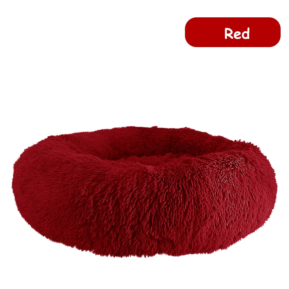 Donut Dog Bed Warm Soft Long Plush Pet bed For Small Large Dog House Cat Calming Beds Washable Winter Kennel Sofa Cushion Mat
