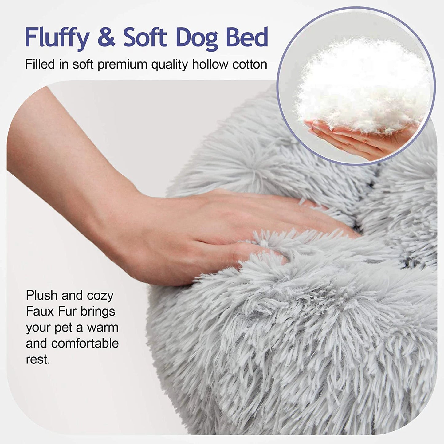 Donut Dog Bed Warm Soft Long Plush Pet bed For Small Large Dog House Cat Calming Beds Washable Winter Kennel Sofa Cushion Mat