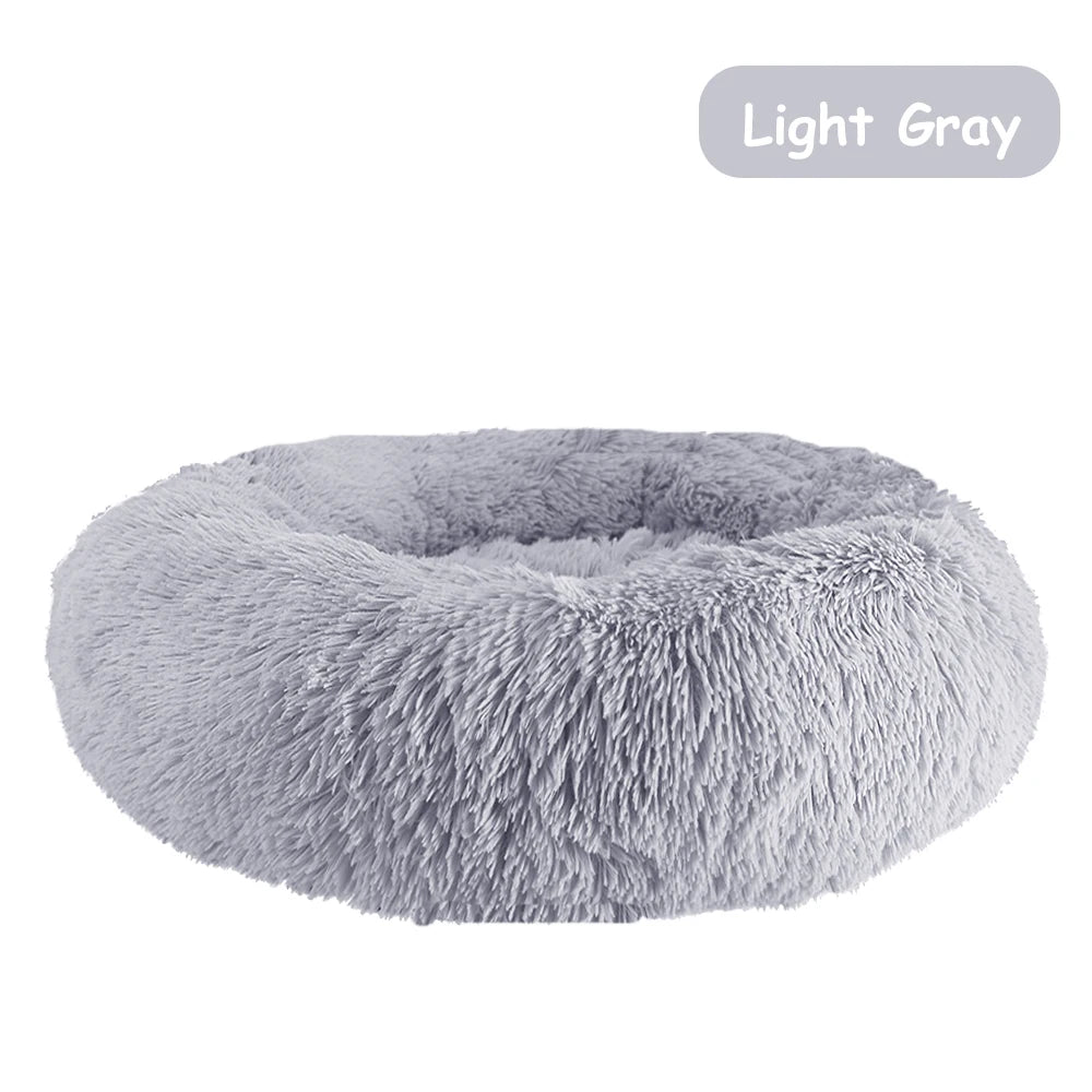 Donut Dog Bed Warm Soft Long Plush Pet bed For Small Large Dog House Cat Calming Beds Washable Winter Kennel Sofa Cushion Mat