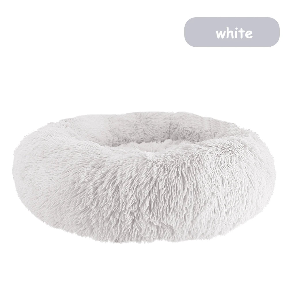 Donut Dog Bed Warm Soft Long Plush Pet bed For Small Large Dog House Cat Calming Beds Washable Winter Kennel Sofa Cushion Mat