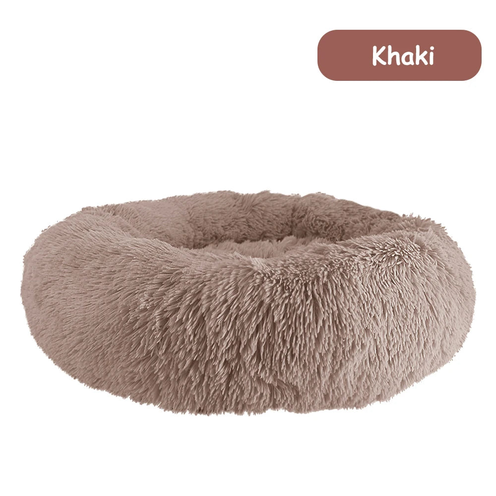 Donut Dog Bed Warm Soft Long Plush Pet bed For Small Large Dog House Cat Calming Beds Washable Winter Kennel Sofa Cushion Mat