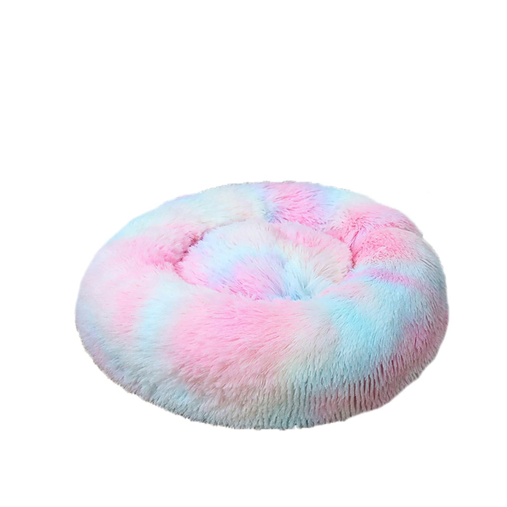 Donut Dog Bed Warm Soft Long Plush Pet bed For Small Large Dog House Cat Calming Beds Washable Winter Kennel Sofa Cushion Mat