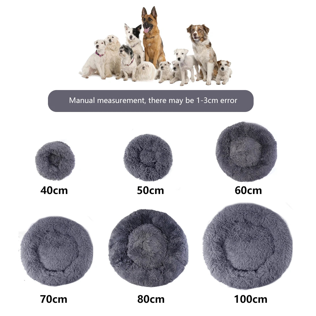 Donut Dog Bed Warm Soft Long Plush Pet bed For Small Large Dog House Cat Calming Beds Washable Winter Kennel Sofa Cushion Mat