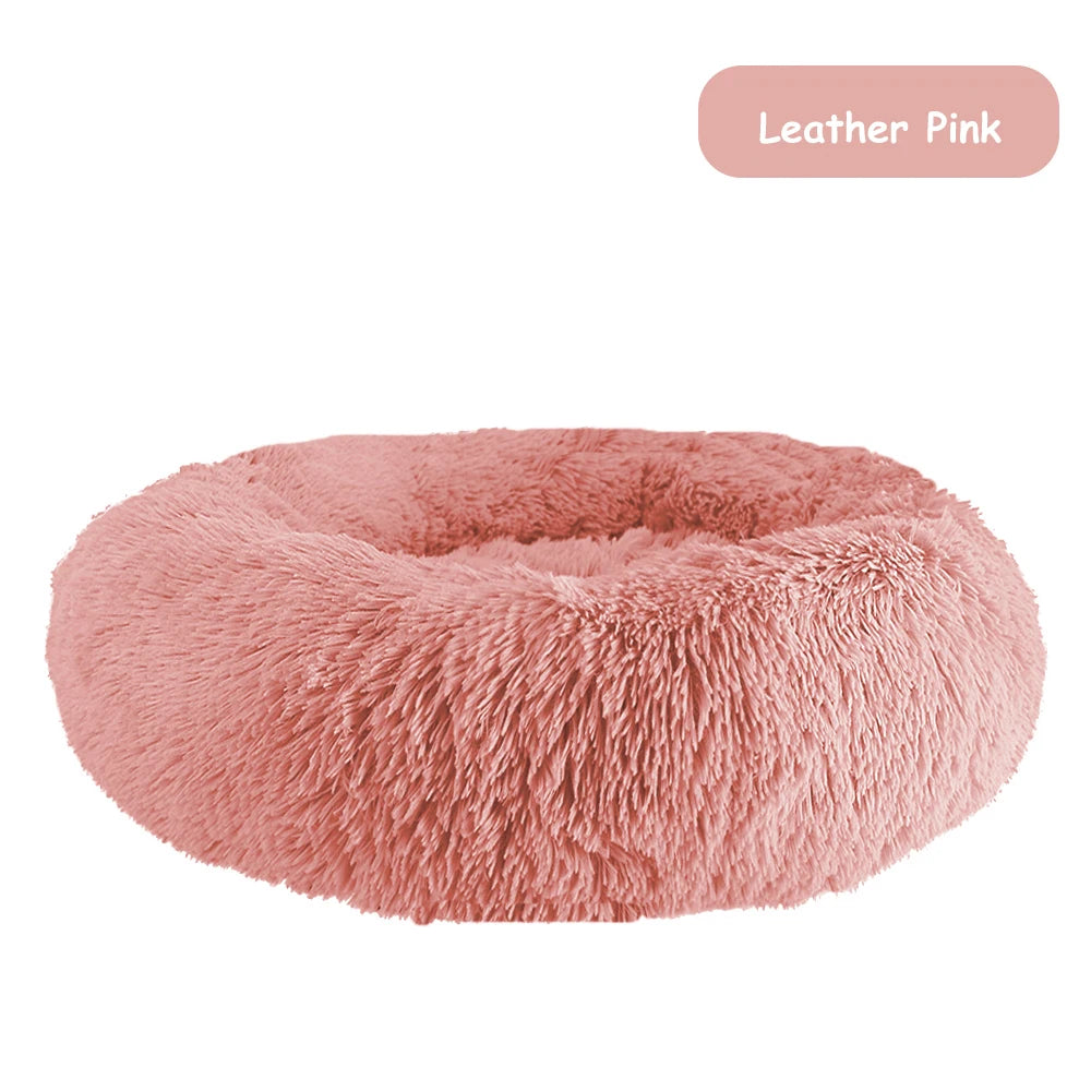 Donut Dog Bed Warm Soft Long Plush Pet bed For Small Large Dog House Cat Calming Beds Washable Winter Kennel Sofa Cushion Mat