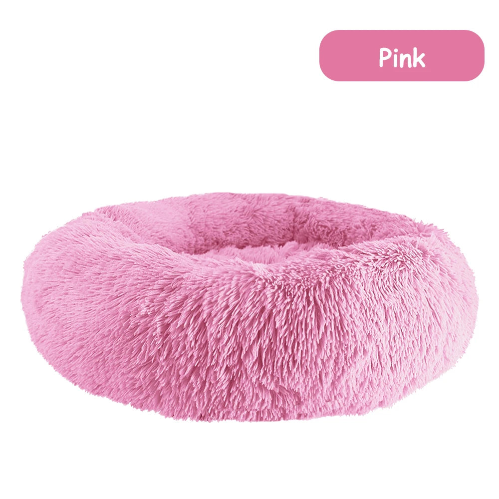 Donut Dog Bed Warm Soft Long Plush Pet bed For Small Large Dog House Cat Calming Beds Washable Winter Kennel Sofa Cushion Mat