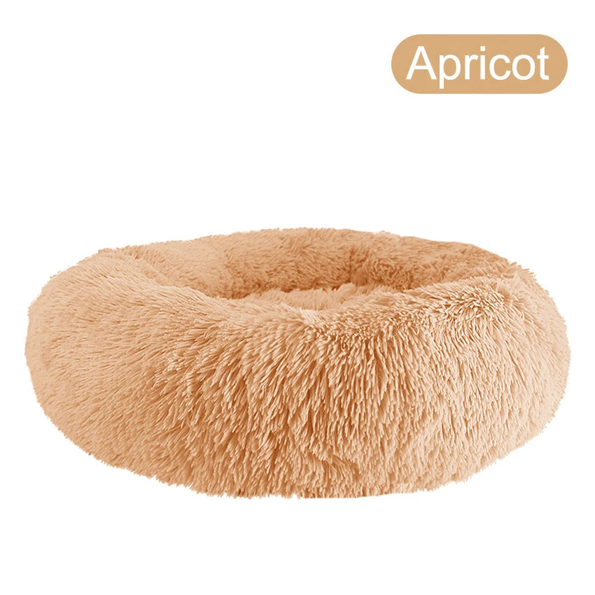 Donut Dog Bed Warm Soft Long Plush Pet bed For Small Large Dog House Cat Calming Beds Washable Winter Kennel Sofa Cushion Mat