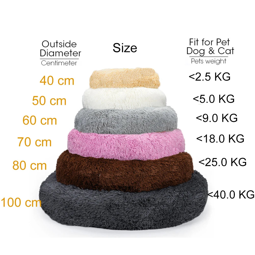 Donut Dog Bed Warm Soft Long Plush Pet bed For Small Large Dog House Cat Calming Beds Washable Winter Kennel Sofa Cushion Mat