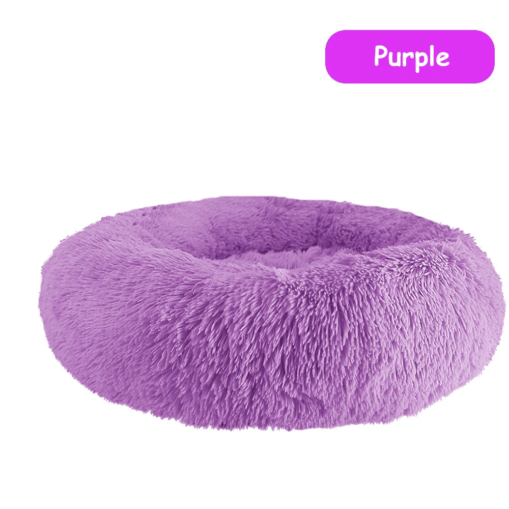 Donut Dog Bed Warm Soft Long Plush Pet bed For Small Large Dog House Cat Calming Beds Washable Winter Kennel Sofa Cushion Mat