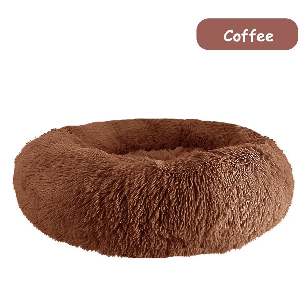 Donut Dog Bed Warm Soft Long Plush Pet bed For Small Large Dog House Cat Calming Beds Washable Winter Kennel Sofa Cushion Mat