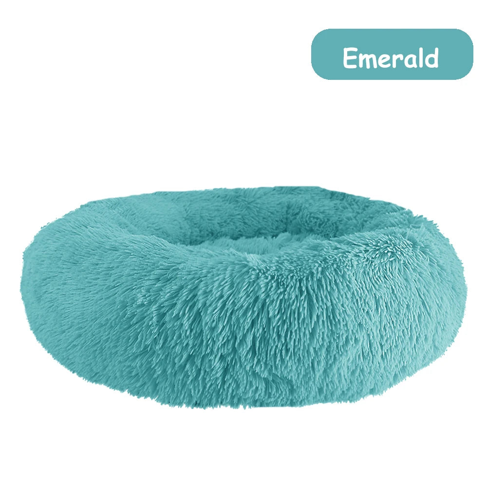 Donut Dog Bed Warm Soft Long Plush Pet bed For Small Large Dog House Cat Calming Beds Washable Winter Kennel Sofa Cushion Mat