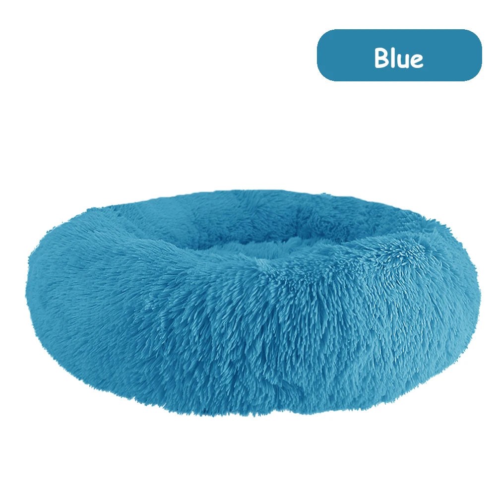 Donut Dog Bed Warm Soft Long Plush Pet bed For Small Large Dog House Cat Calming Beds Washable Winter Kennel Sofa Cushion Mat