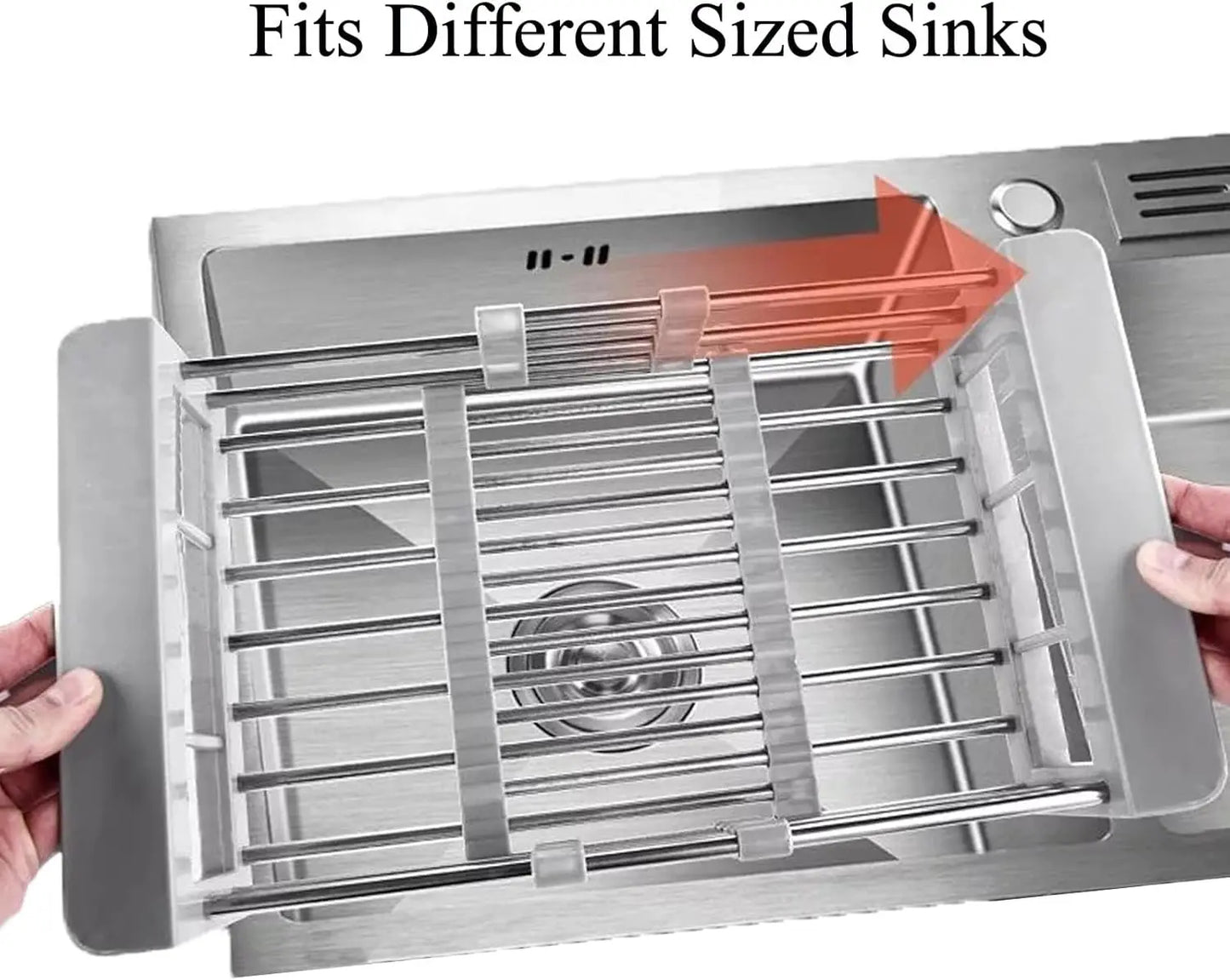 Adjustable Stainless Steel Kitchen Sink Drain Basket Telescopic Dish Drying Rack Fruit Vegetable Drainer Tray Storage Organizer