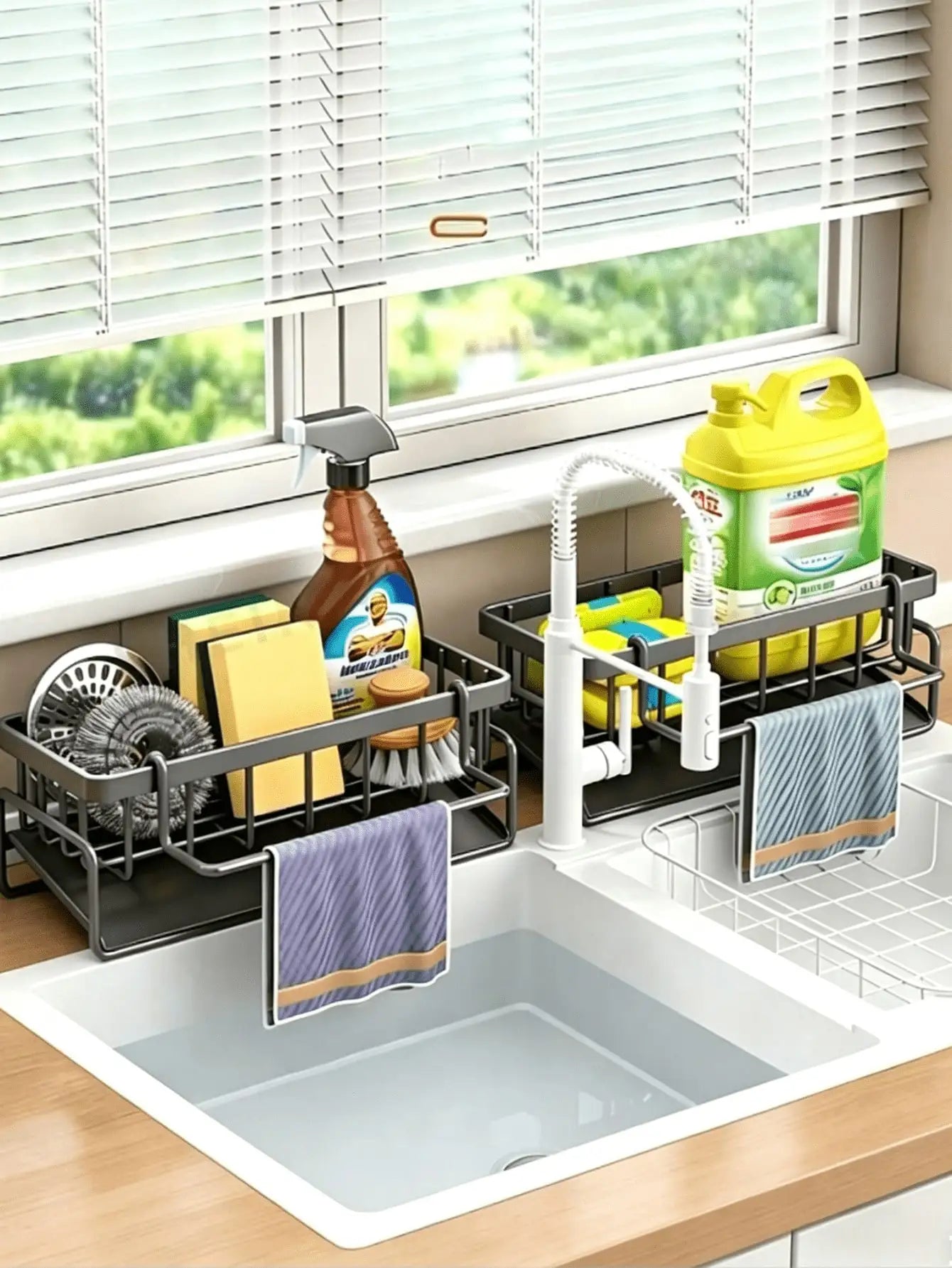 Multifunctional Sink Drain Rack, Sponge Holder, Kitchen Utensil Drainer, Spherical Metal Sink Dish Rack, Upgraded Carbon Steel Material. Kitchen Storage Rack, Sink Towel And Mat All Made Of Carbon Steel, Spherical Metal Sink