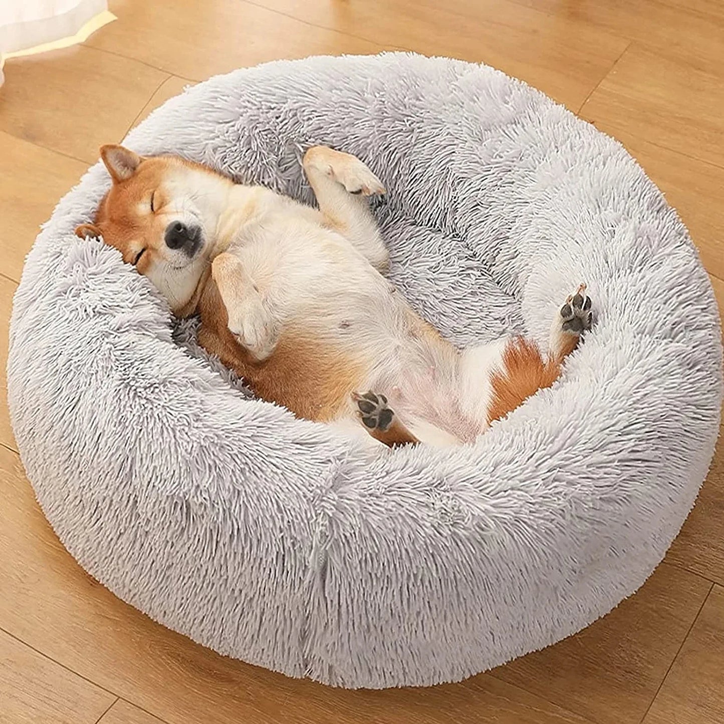 Donut Dog Bed Warm Soft Long Plush Pet bed For Small Large Dog House Cat Calming Beds Washable Winter Kennel Sofa Cushion Mat