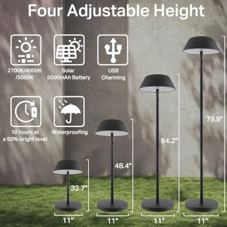 Outdoor Solar Powered Floor Lamp for Patios Decks Outdoor Living Spaces Reading - Tall Ultra Bright Cordless 3 Different Light Settings