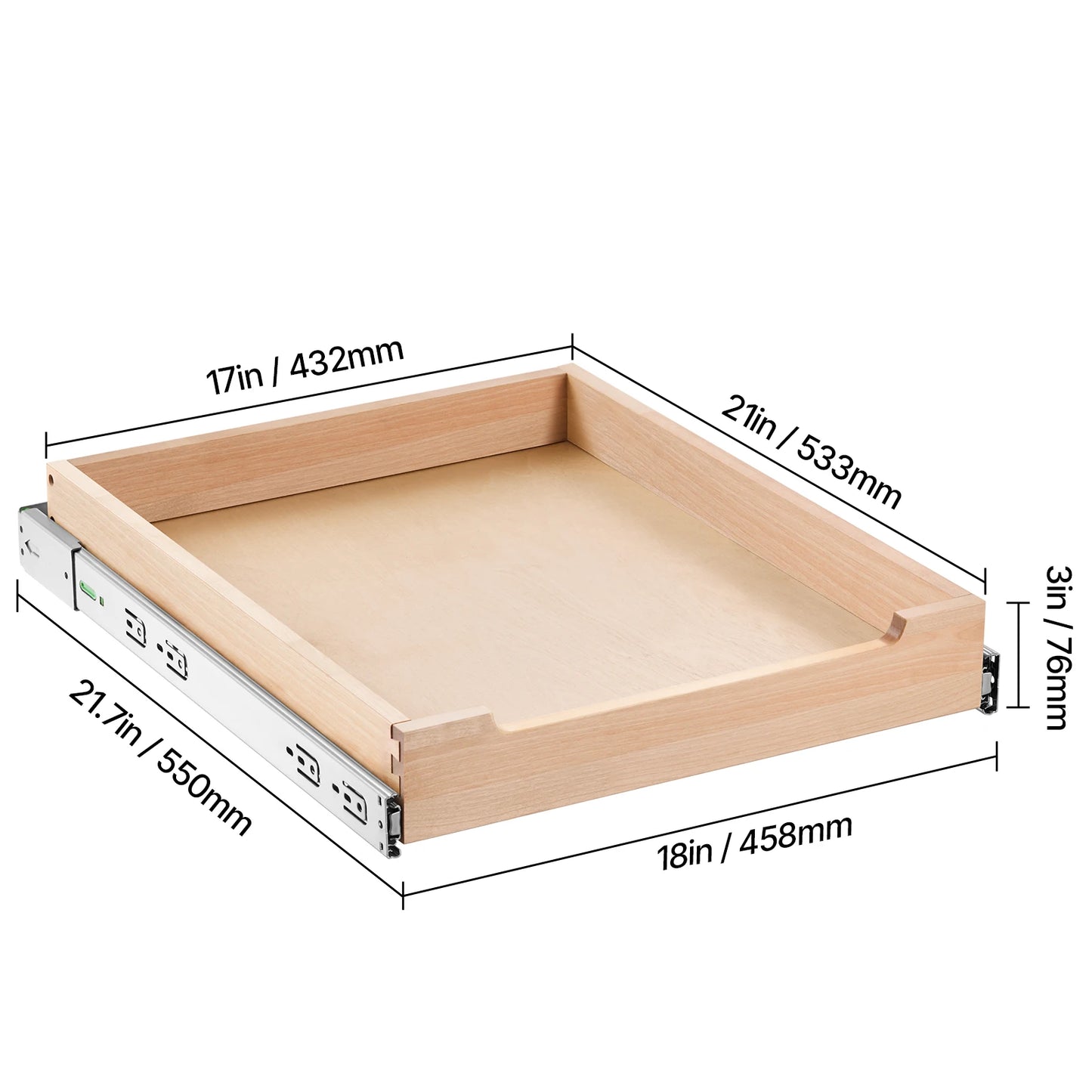 14-20inch Pull Out Cabinet Organizer Cabinet Drawer Slide out Shelf Sliding Wood Drawer for Kitchen Pantry Bathroom