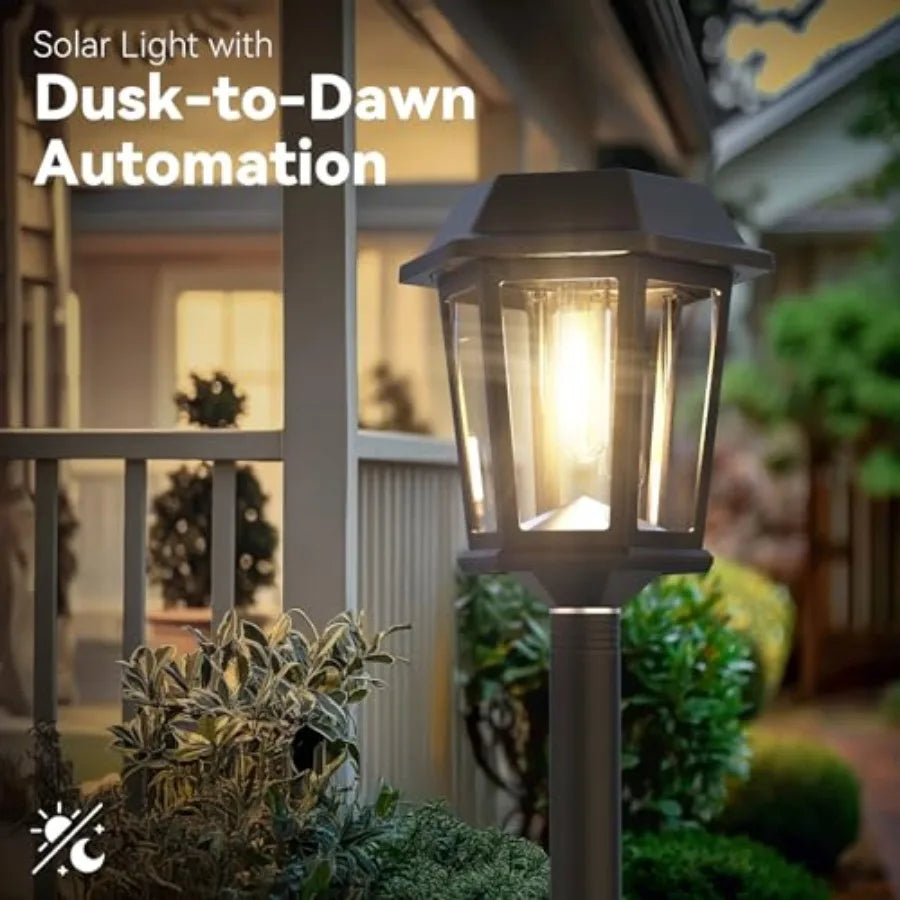 2 Pack Solar Lamp Post Lights Outdoor 63" Solar Pole Lights for Outside 3000K Dusk to Dawn Waterproof Floor Lamps for Patio