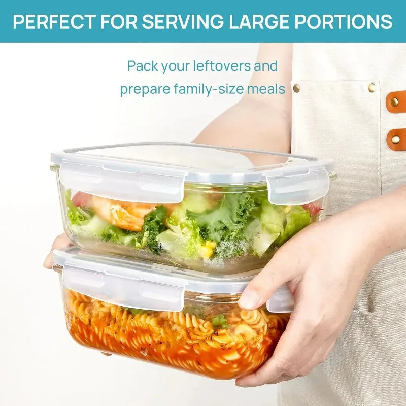 18 Pack Glass Food Storage Containers Set with Airtight Lids Leakproof Glass Meal Prep Containers Stackable Food Preservation Box BPA-Free Portable Food Storage Container