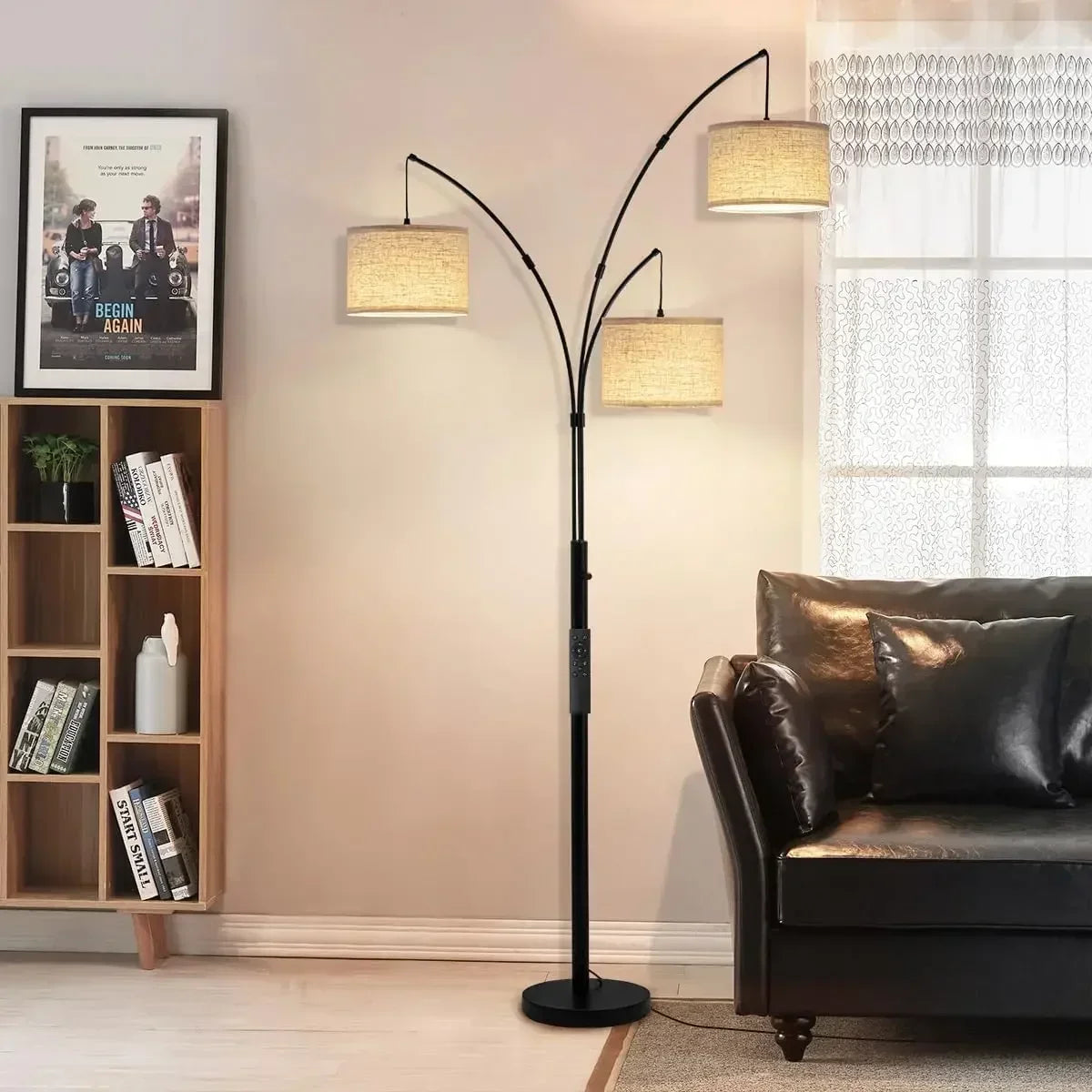 Arc Floor Lamp, 3 Light Floor Lamp with Remote, 2400LM Super Bright Tall Standing Lamp with 3 Color Temps & Dimmable, 80" Mid Ce