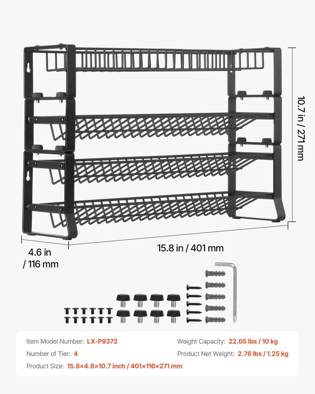 4 Tier Detachable Spice Rack Organizer Stackable Seasoning Organizer Spice Jars Kitchen Storage for Countertop