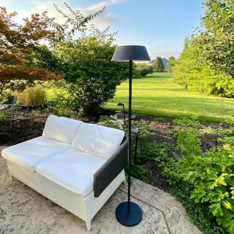 Outdoor Solar Powered Floor Lamp for Patios Decks Outdoor Living Spaces Reading - Tall Ultra Bright Cordless 3 Different Light Settings