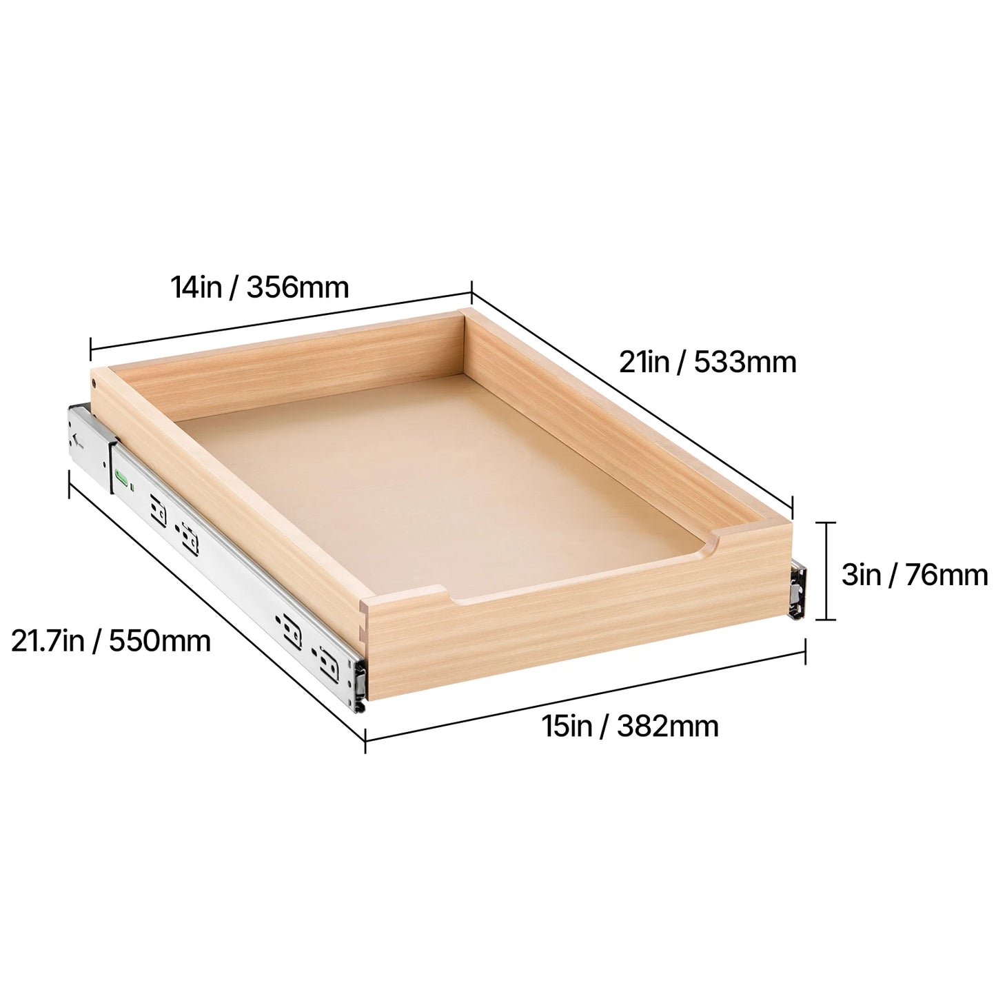 14-20inch Pull Out Cabinet Organizer Cabinet Drawer Slide out Shelf Sliding Wood Drawer for Kitchen Pantry Bathroom
