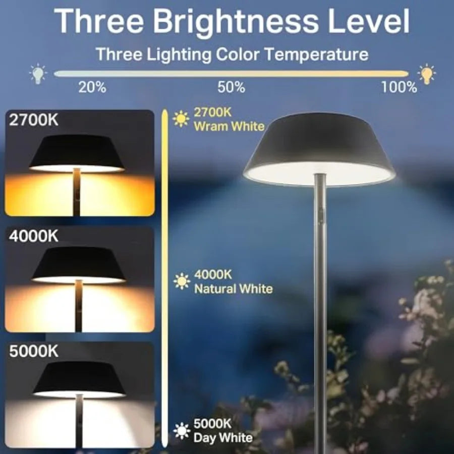 Outdoor Solar Powered Floor Lamp for Patios Decks Outdoor Living Spaces Reading - Tall Ultra Bright Cordless 3 Different Light Settings