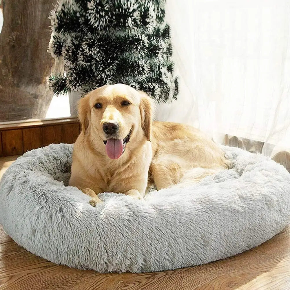 Donut Dog Bed Warm Soft Long Plush Pet bed For Small Large Dog House Cat Calming Beds Washable Winter Kennel Sofa Cushion Mat