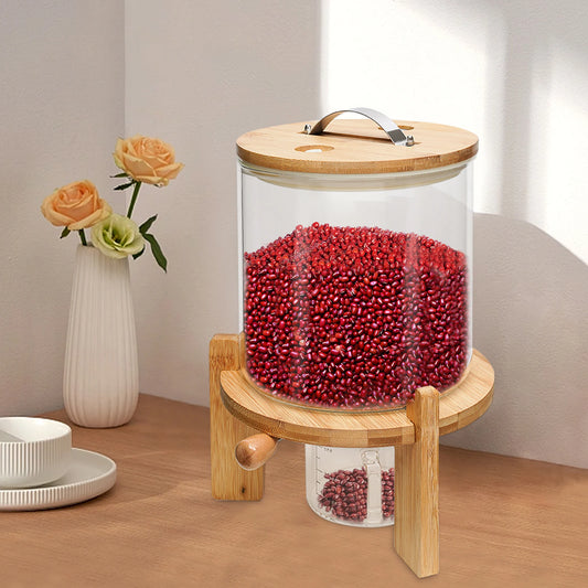 NEW 5L Rice Dispenser Grain Container Cereal Storage Dry Food Glass Bottle w/ Valve For Pantry Organization And Storage Glass