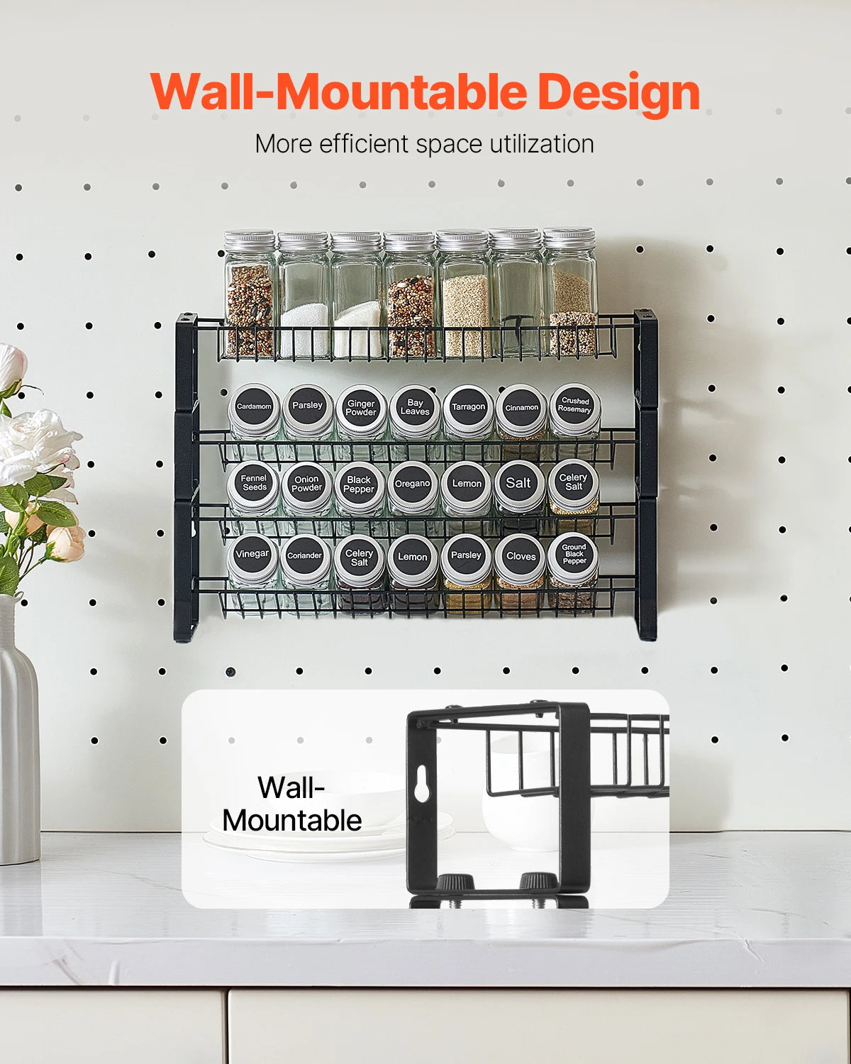 4 Tier Detachable Spice Rack Organizer Stackable Seasoning Organizer Spice Jars Kitchen Storage for Countertop