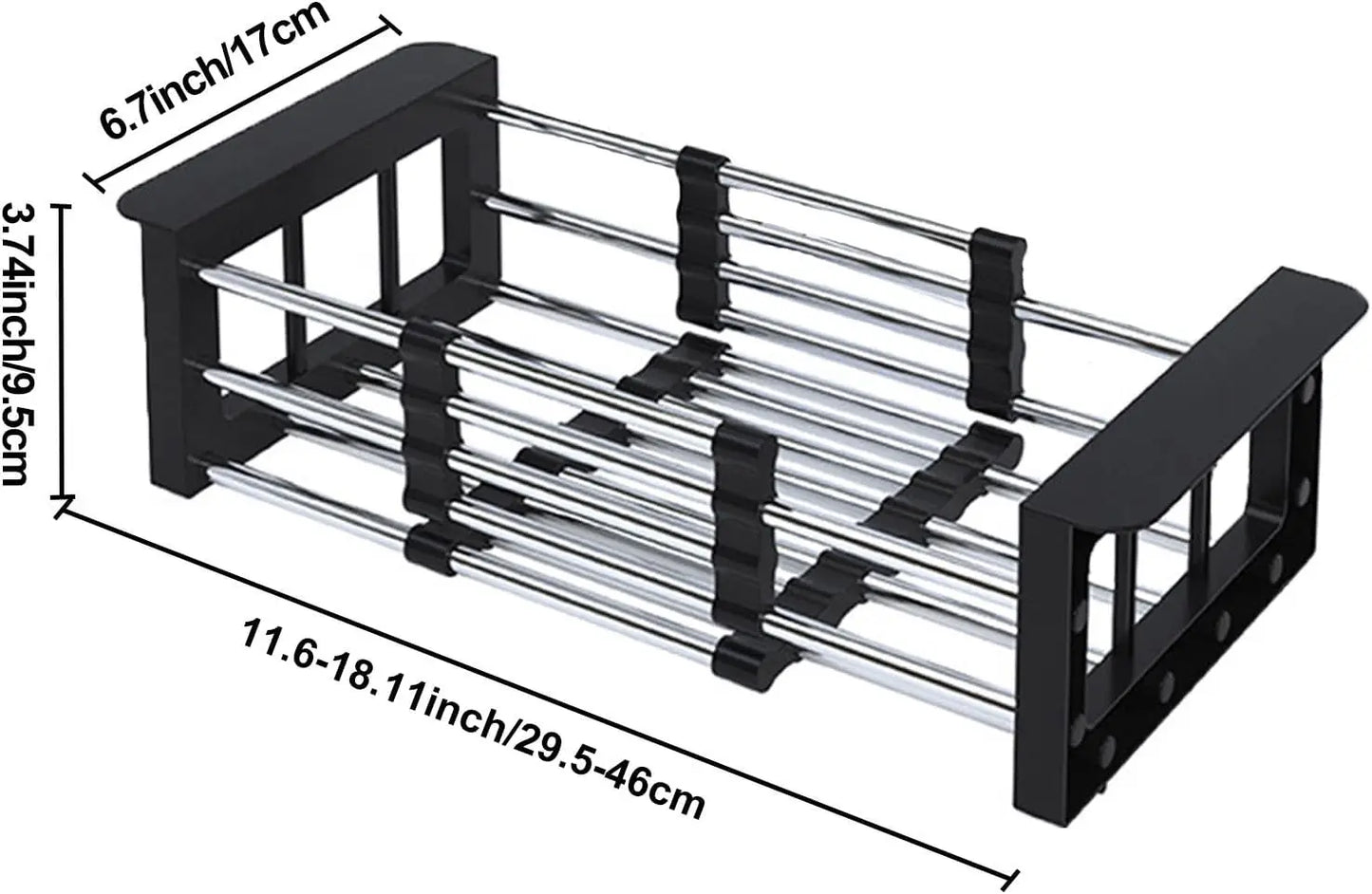 Adjustable Stainless Steel Kitchen Sink Drain Basket Telescopic Dish Drying Rack Fruit Vegetable Drainer Tray Storage Organizer