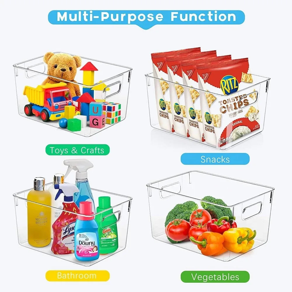 Set of 8 Clear Plastic Storage Bins, 4 Large and 4 Small Stackable Storage Containers for Pantry Organization and Kitchen Storage