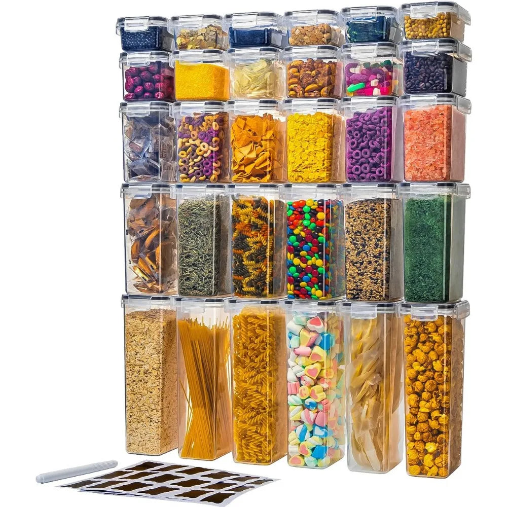 30 Pack Airtight Food Storage Containers for Kitchen Pantry Organization