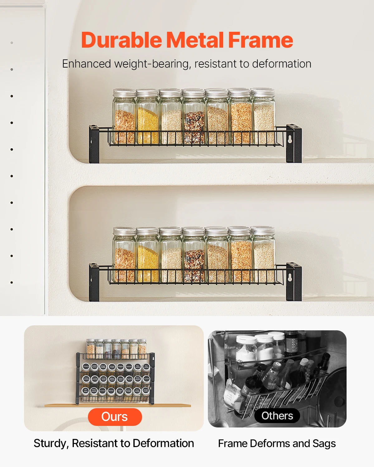 4 Tier Detachable Spice Rack Organizer Stackable Seasoning Organizer Spice Jars Kitchen Storage for Countertop