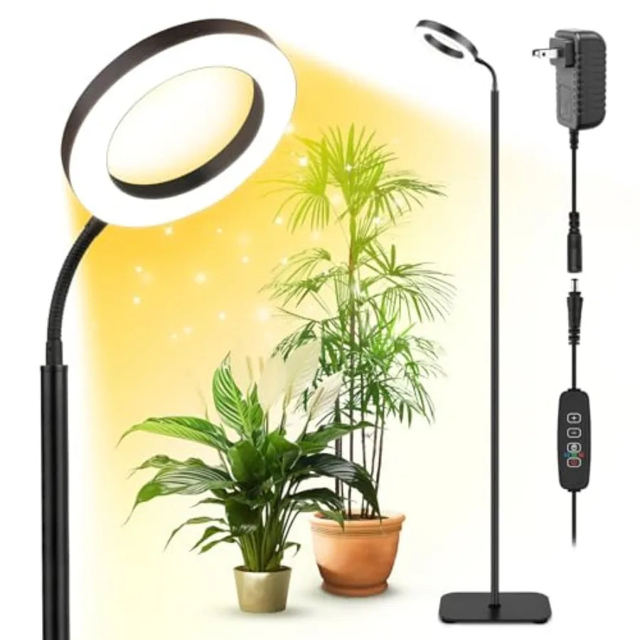 Plant Grow Light 20W Growing Lights for Indoor Plants Full Spectrum LED Floor Lamp with Height Adjustable Stand Auto Timer 3/9/