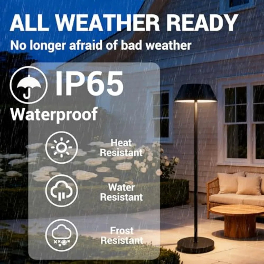 Outdoor Solar Powered Floor Lamp for Patios Decks Outdoor Living Spaces Reading - Tall Ultra Bright Cordless 3 Different Light Settings
