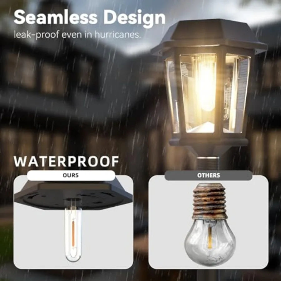 2 Pack Solar Lamp Post Lights Outdoor 63" Solar Pole Lights for Outside 3000K Dusk to Dawn Waterproof Floor Lamps for Patio