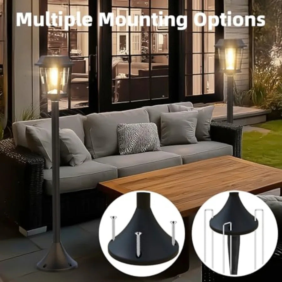 2 Pack Solar Lamp Post Lights Outdoor 63" Solar Pole Lights for Outside 3000K Dusk to Dawn Waterproof Floor Lamps for Patio