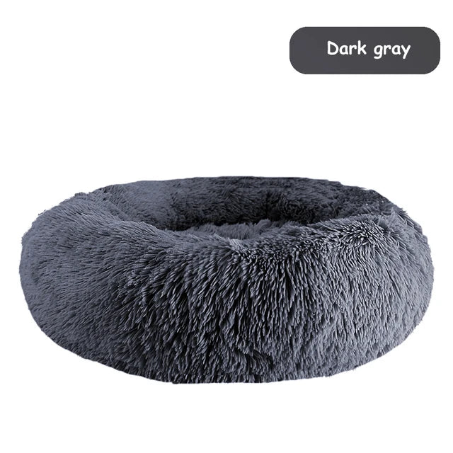 Donut Dog Bed Warm Soft Long Plush Pet bed For Small Large Dog House Cat Calming Beds Washable Winter Kennel Sofa Cushion Mat