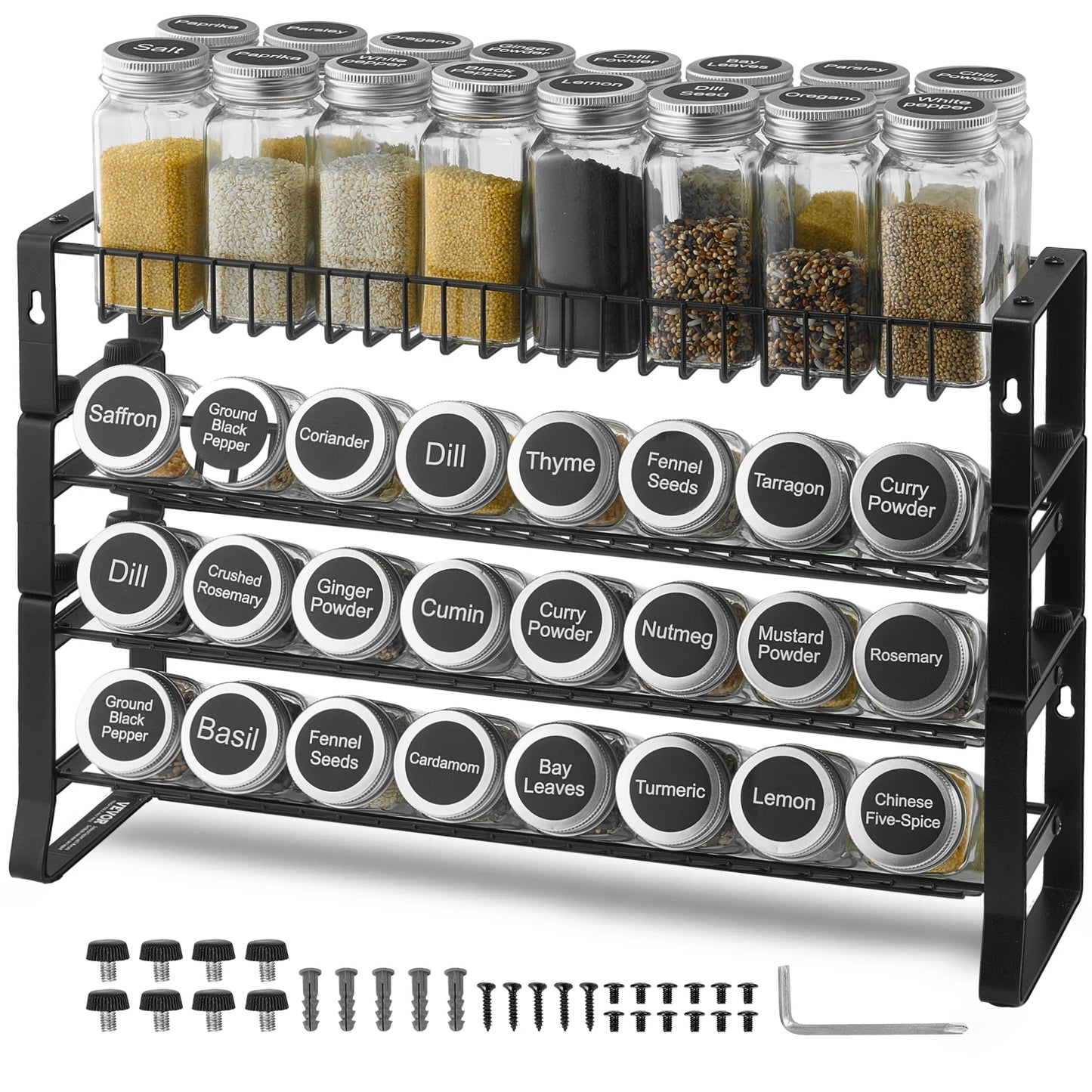 4 Tier Detachable Spice Rack Organizer Stackable Seasoning Organizer Spice Jars Kitchen Storage for Countertop