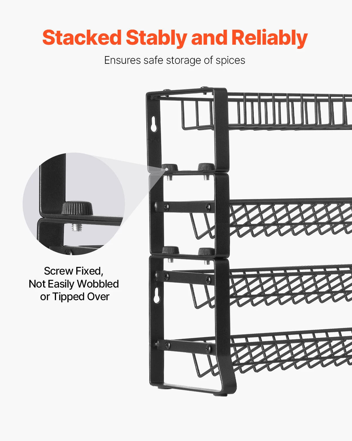 4 Tier Detachable Spice Rack Organizer Stackable Seasoning Organizer Spice Jars Kitchen Storage for Countertop